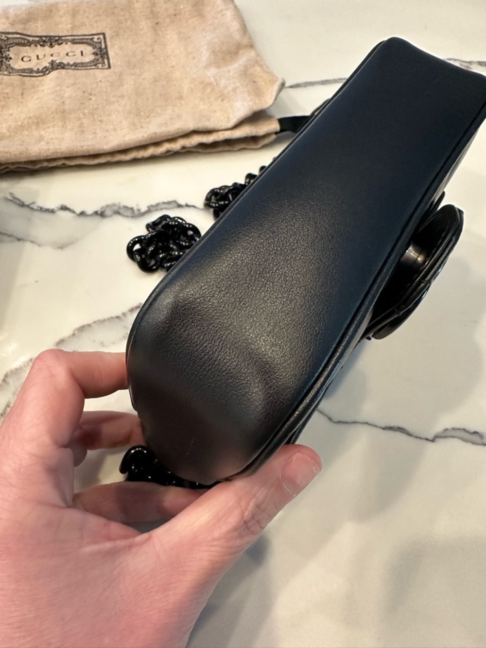 Gucci Black GG Marmont Mini Chain Bag - Picture 7 of 16